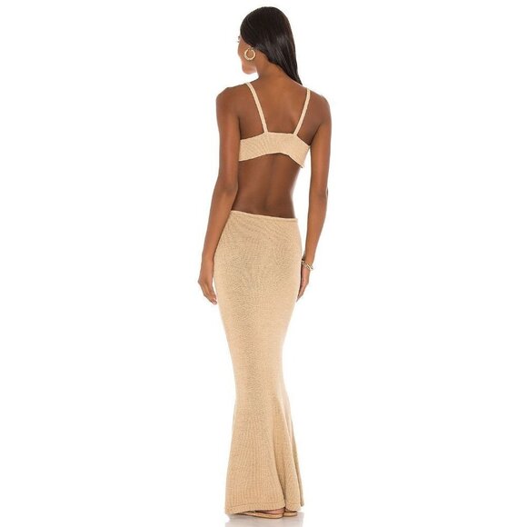 NWT Cult Gaia Serita Center Front Twist Cutout Woven Knit Maxi Dress Sand Size L - Picture 12 of 12